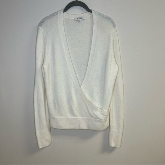 Madewell Wool Alpaca Wrap-Front Pullover Sweater Size Small - Picture 3 of 6